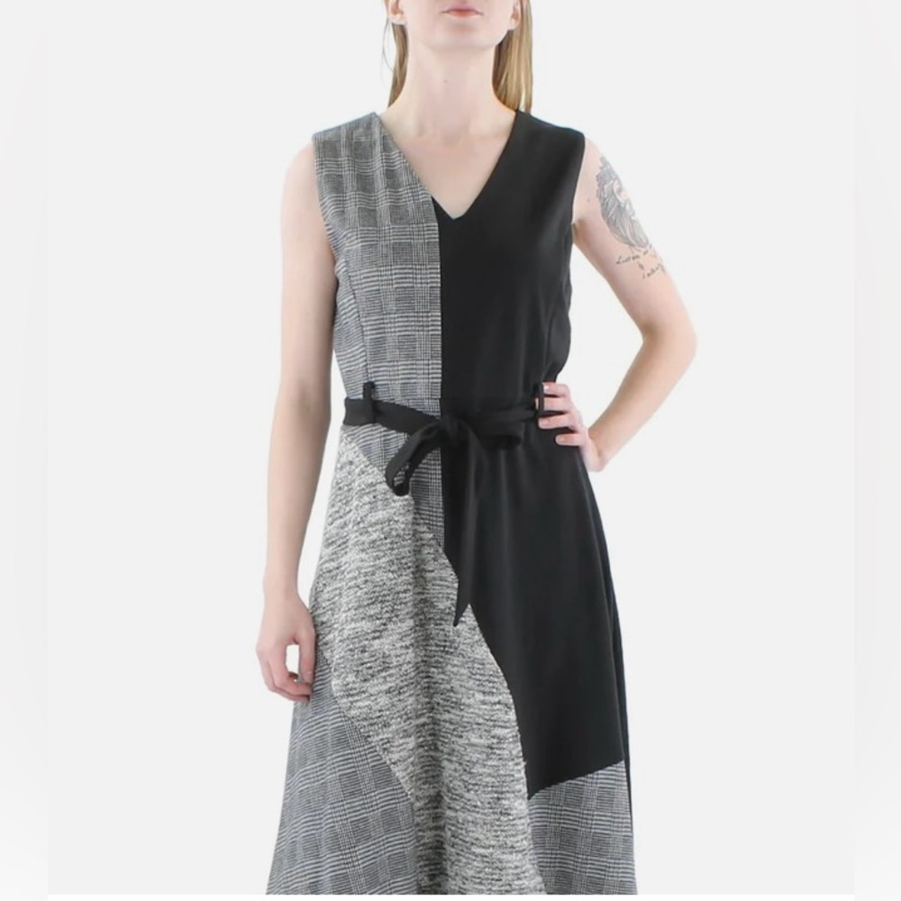 Euc Calvin Klein Houndstooth Patchwork Asymmetric… - image 2